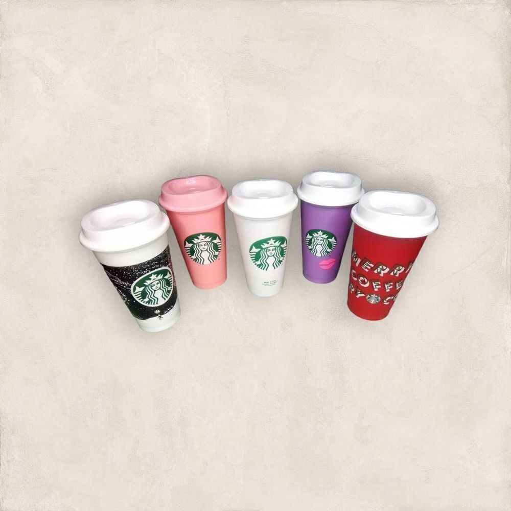 Lot Of 5 Starbucks 16oz Reusable Cups.